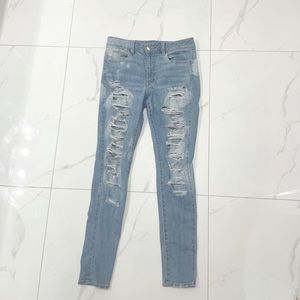 american eagle distressed skinny highwaisted jeans
